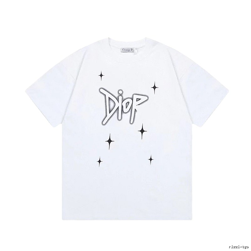 Dior Starburst Graffiti Street Style White Short-sleeve T-shirt