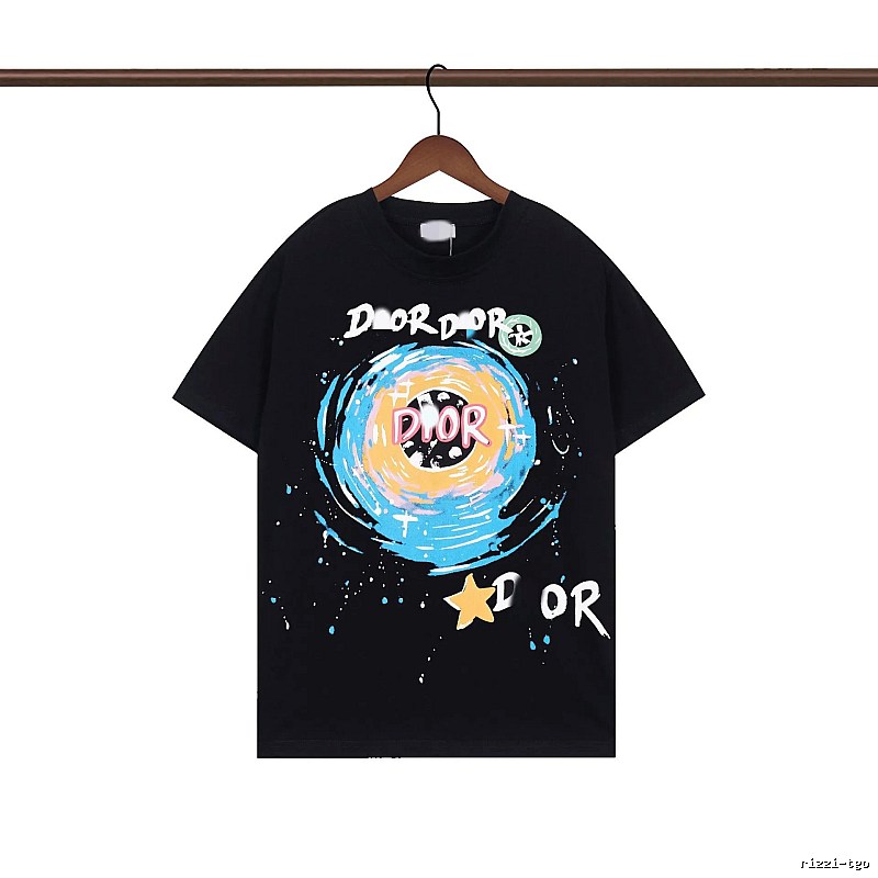 Dior Starry Sky Graffiti Style Black Short-sleeve T-Shirt