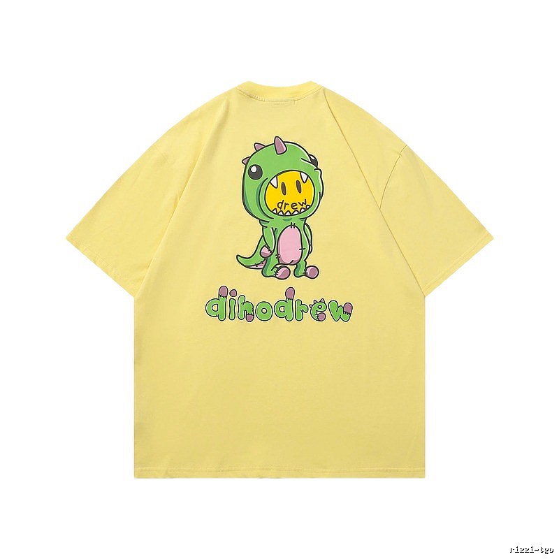 DREW Dinosaur Print Street Style Yellow Short-sleeve T-shirt