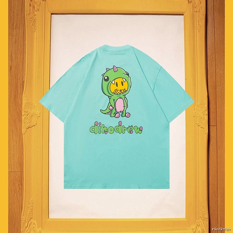 DREW Dinosaur Series Streetwear Style Light Blue Short Sleeve T-Shirt