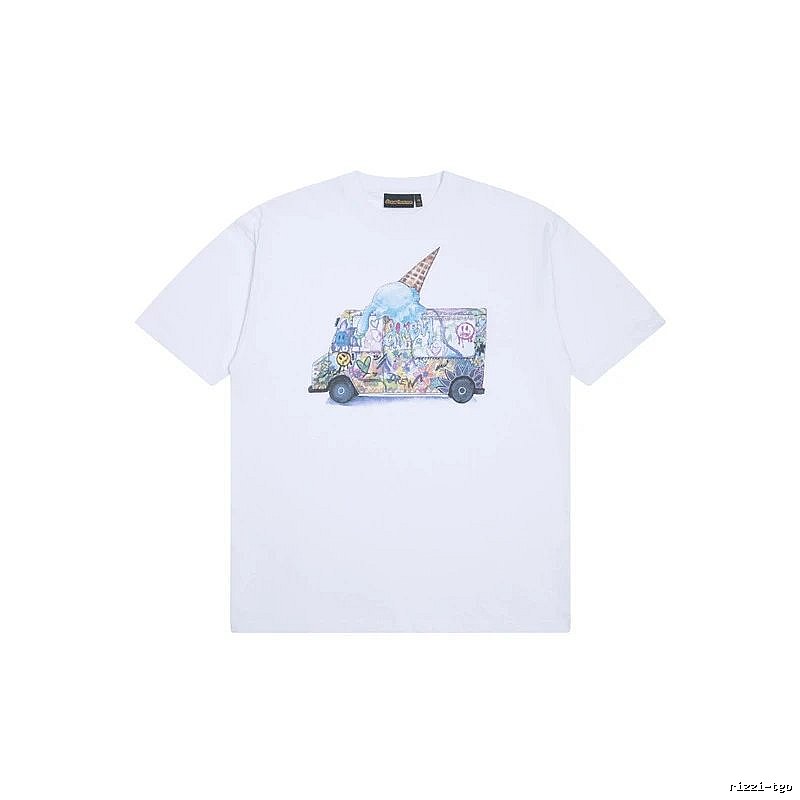 DREW Graffiti Ice Cream Truck Street Style White T-shirt