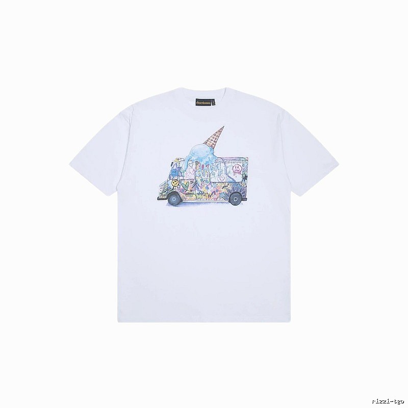 DREW Graffiti Style Ice Cream Truck White Short Sleeve T-shirt