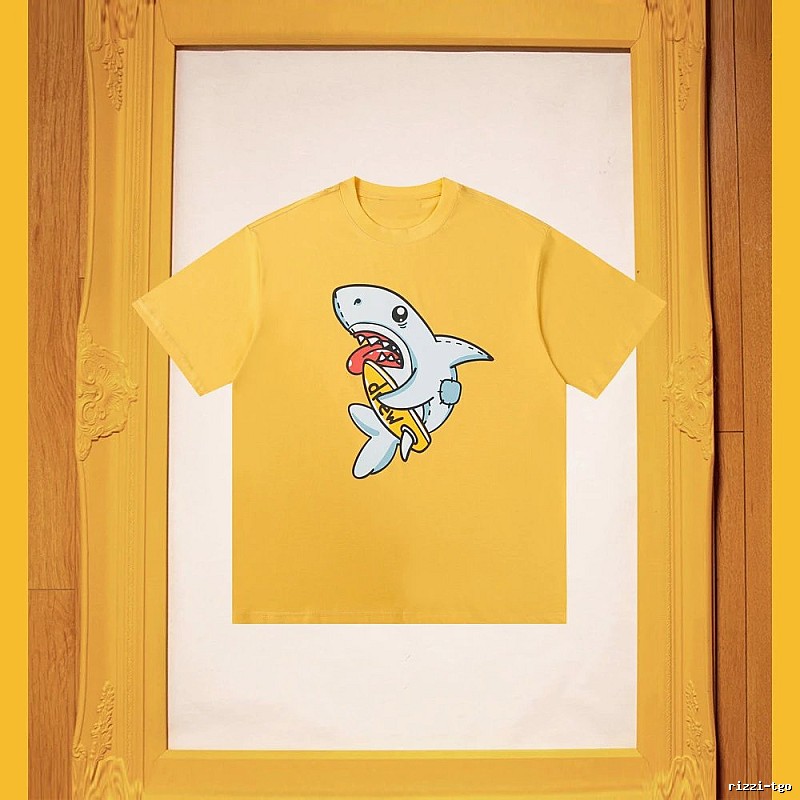 DREW Shark Print Street Style Yellow T-Shirt