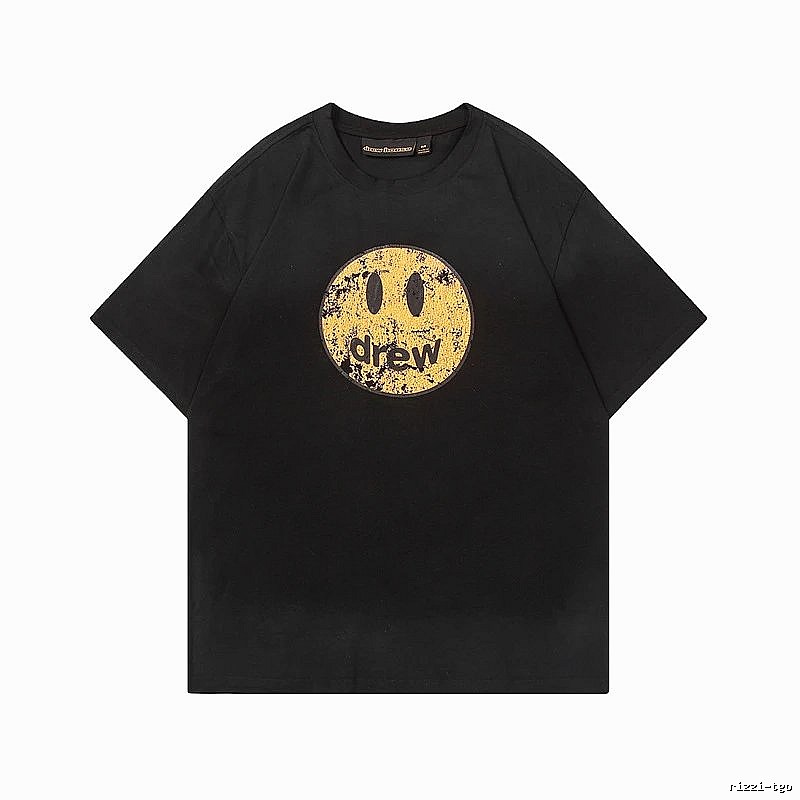 DREW Smiley Series Street Style Black T-shirt