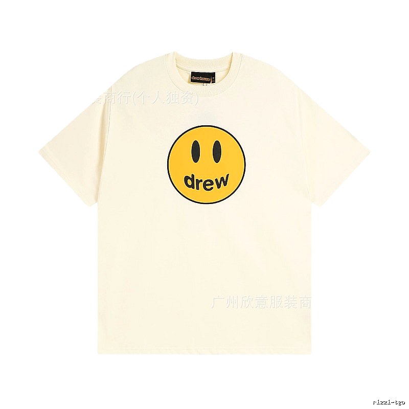 DREW Smiley Street Style Off-white Short Sleeve T-Shirt
