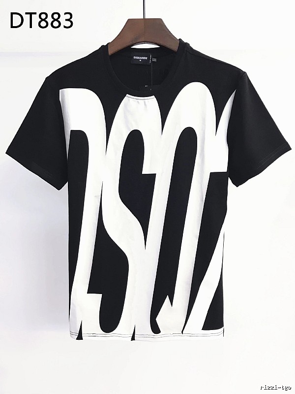 DSQ Large Letter Street Style Black and White Short Sleeve T-Shirt