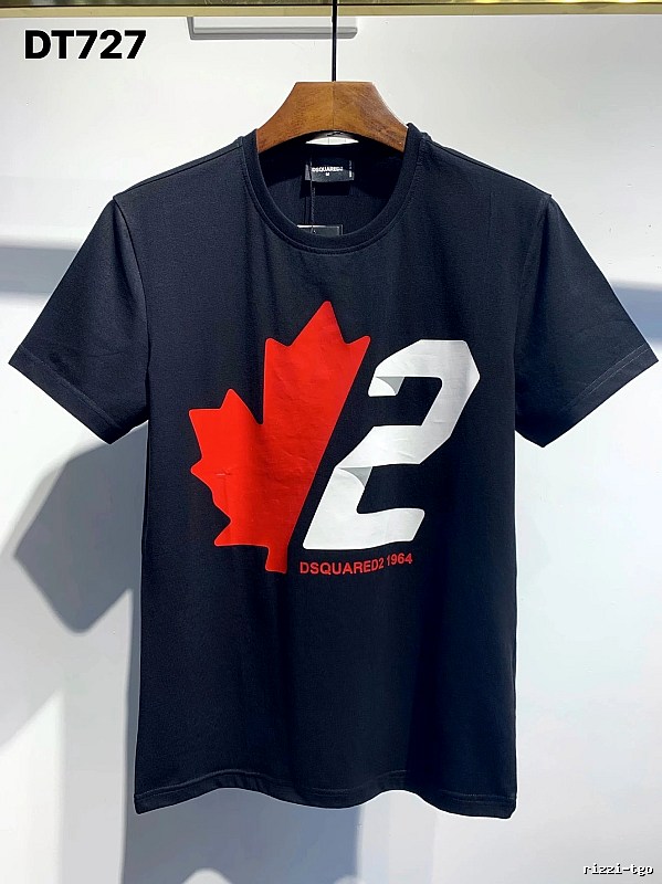DSQ Maple Print Streetwear Black Short-sleeve T-shirt