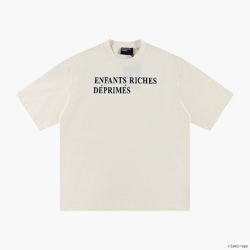 ERD Letter Print Minimalist Style Off-white Short-sleeve T-shirt