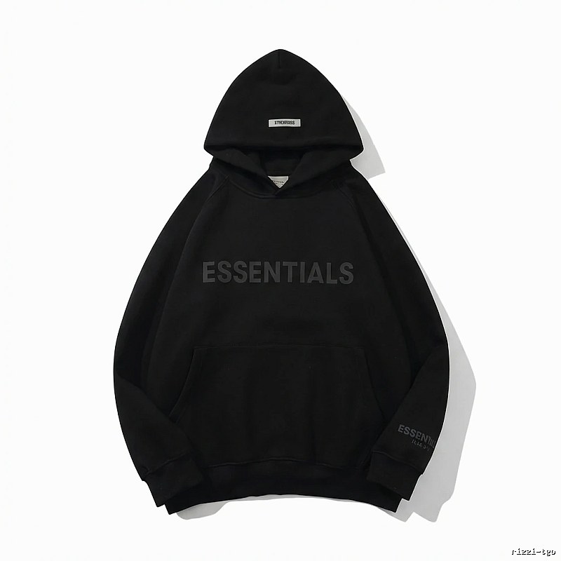 ESSENTIALS minimalist style black hoodie