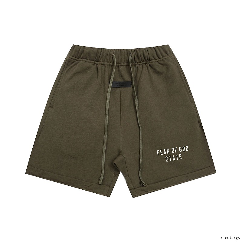 ESSENTIALS Sporty Military Green Shorts