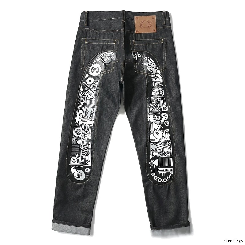 EVISU Mechanical Style Black Jeans