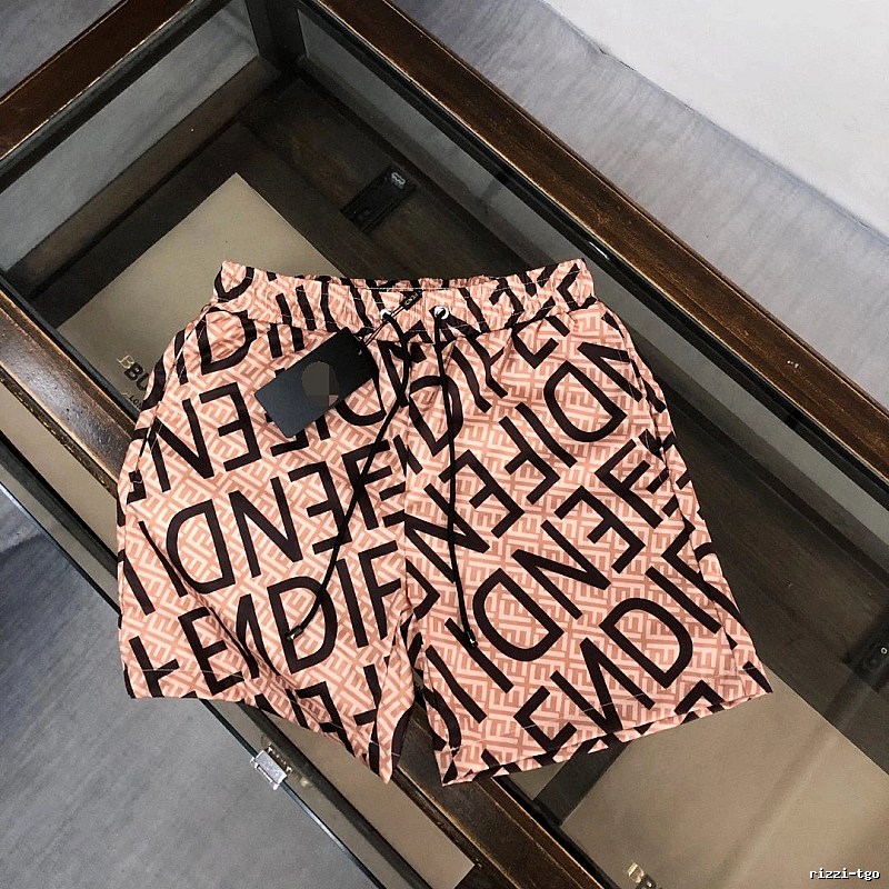 Fendi All-over Monogram Print Casual Pink-Brown Shorts