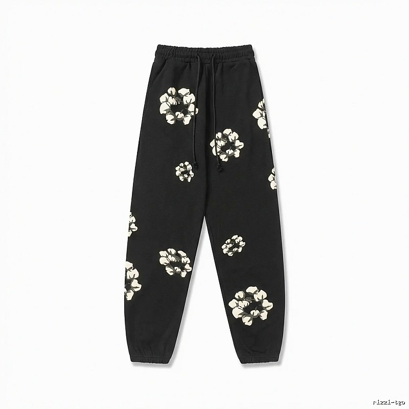 Flower-style black sweatpants of DENIM TEARS