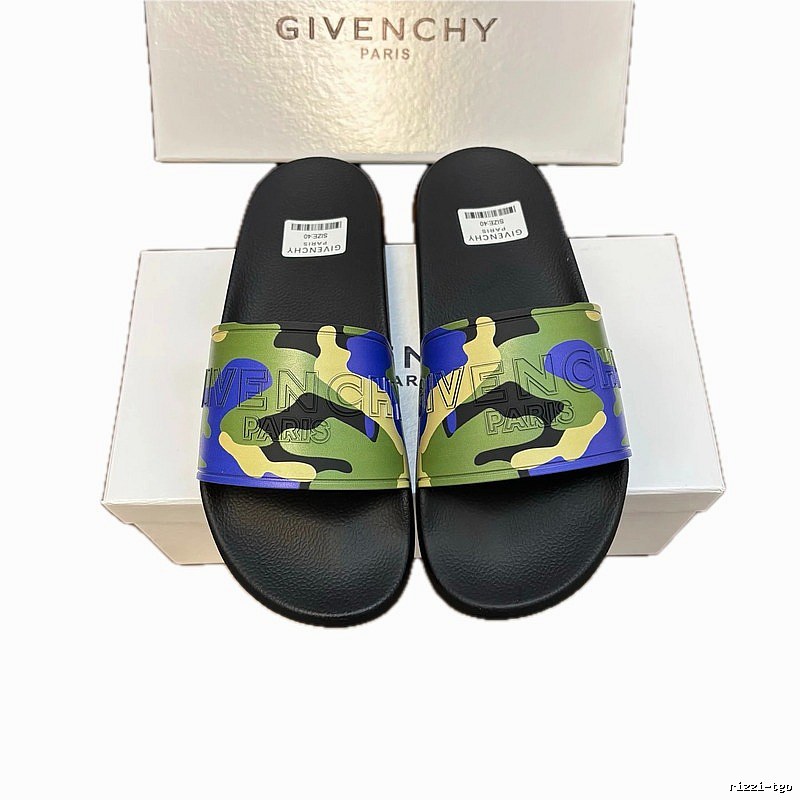 Givenchy Embossed Logo Camouflage-style Color-blocked Slide Sandals