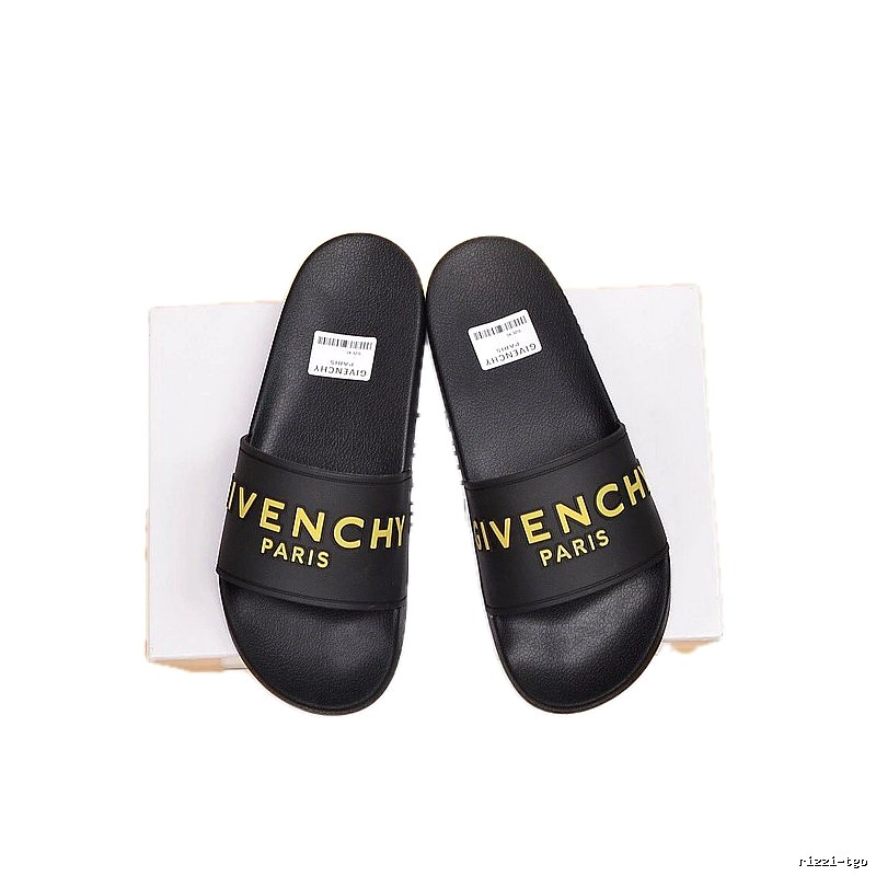 Givenchy Letter Print Streetwear Style Black Slides