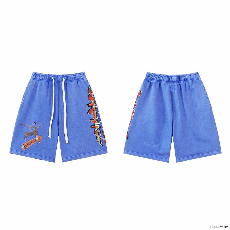 Godspeed Skate Print Street Style Blue Shorts
