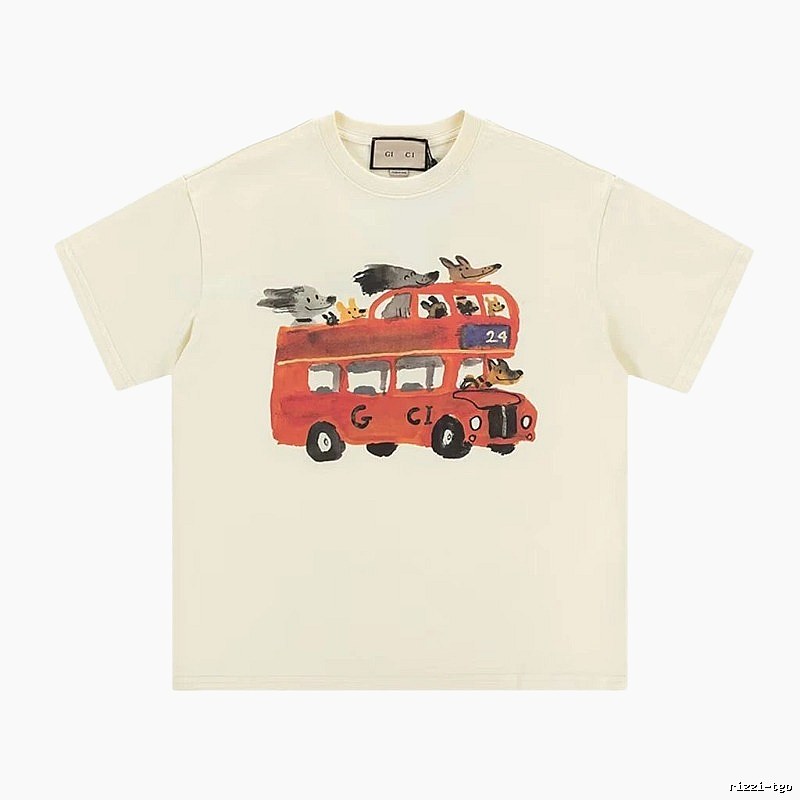 Gucci Bus Print Whimsical Style Off-white T-Shirt