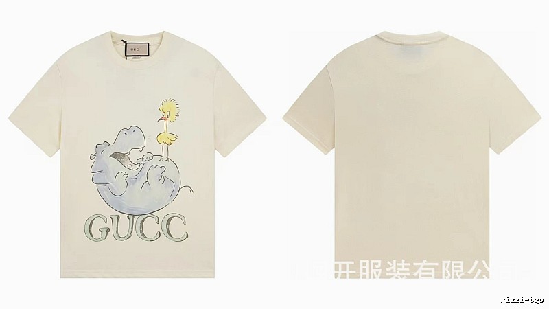 Gucci Cartoon Hippo Casual Off-white T-shirt