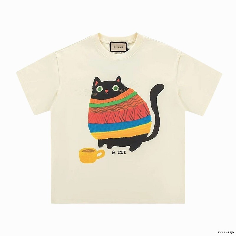Gucci Cat Print Casual Off-white T-Shirt