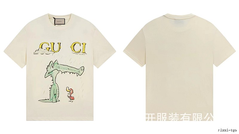 Gucci Crocodile Print Childlike Off-white T-Shirt