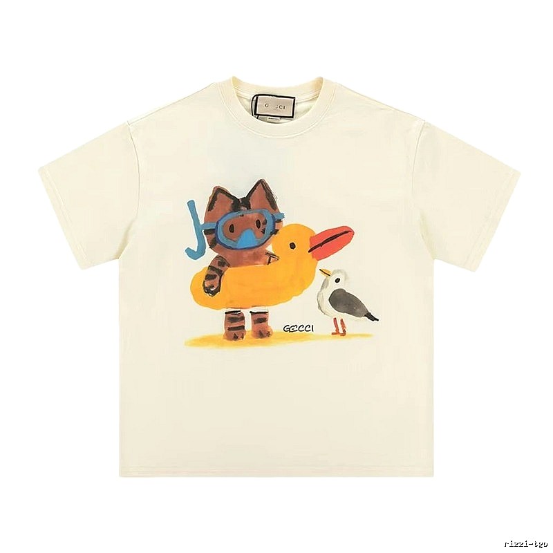 Gucci Off-white Playful Style Cartoon Print T-shirt
