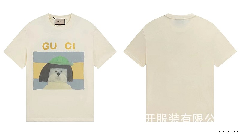 Gucci Puppy Print Casual Style Off-white T-shirt
