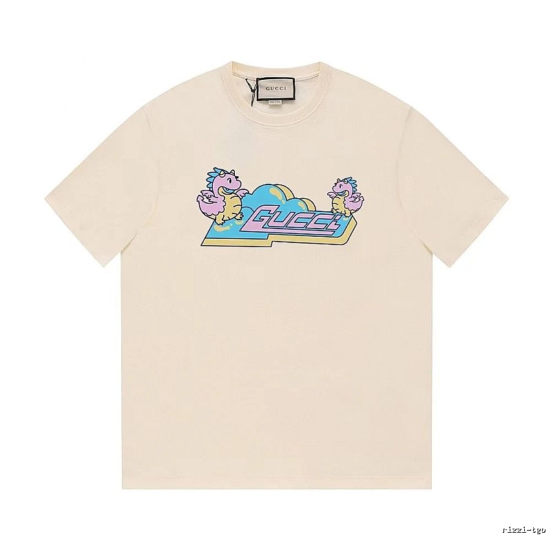 Gucci Year of the Dragon Collection Cartoon Style Off-white Short Sleeve T-shirt
