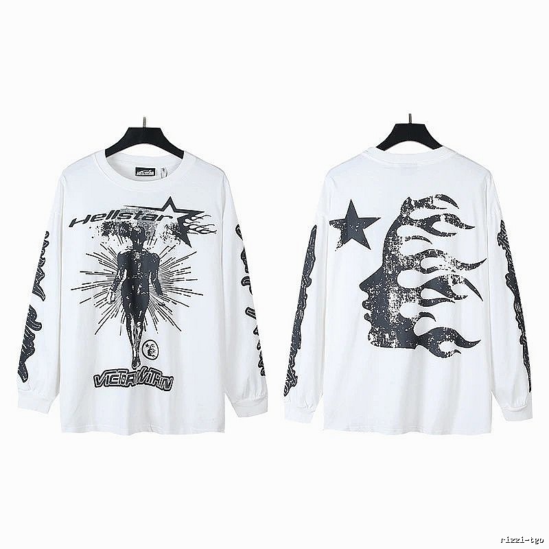 Hellstar dark style white long-sleeved shirt