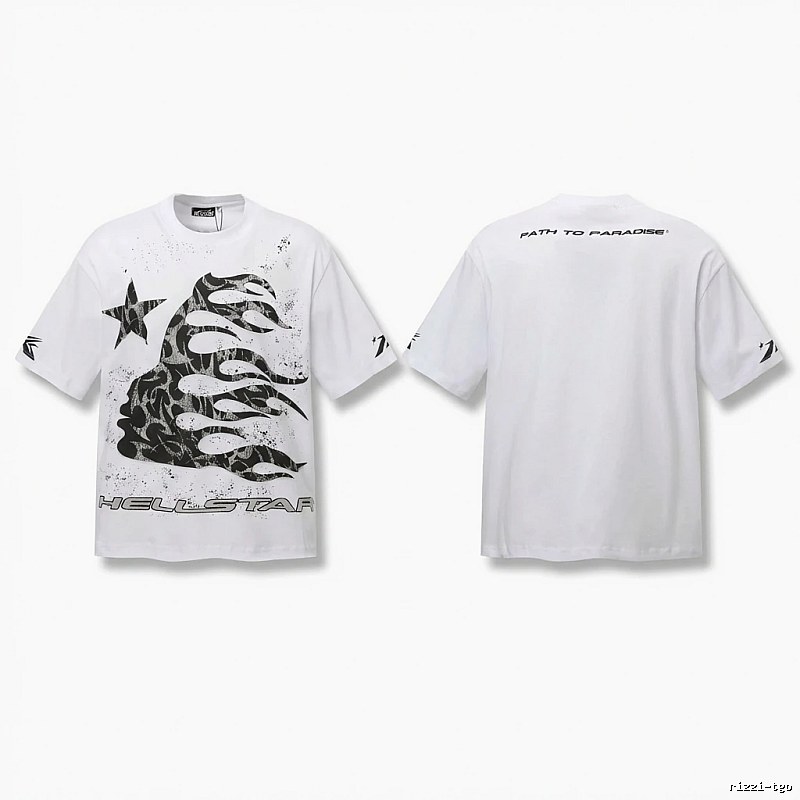 Hellstar Flame Print Style White T-shirt