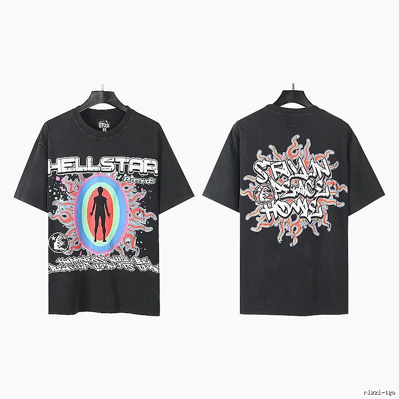 Hellstar Human Figure Print Street Style Black T-Shirt