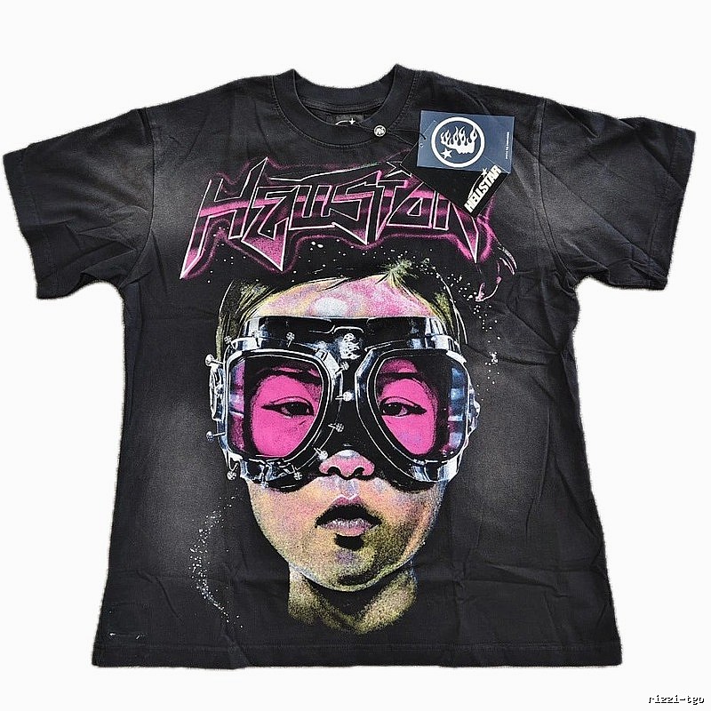 Hellstar Portrait Print Street Style Black T-Shirt