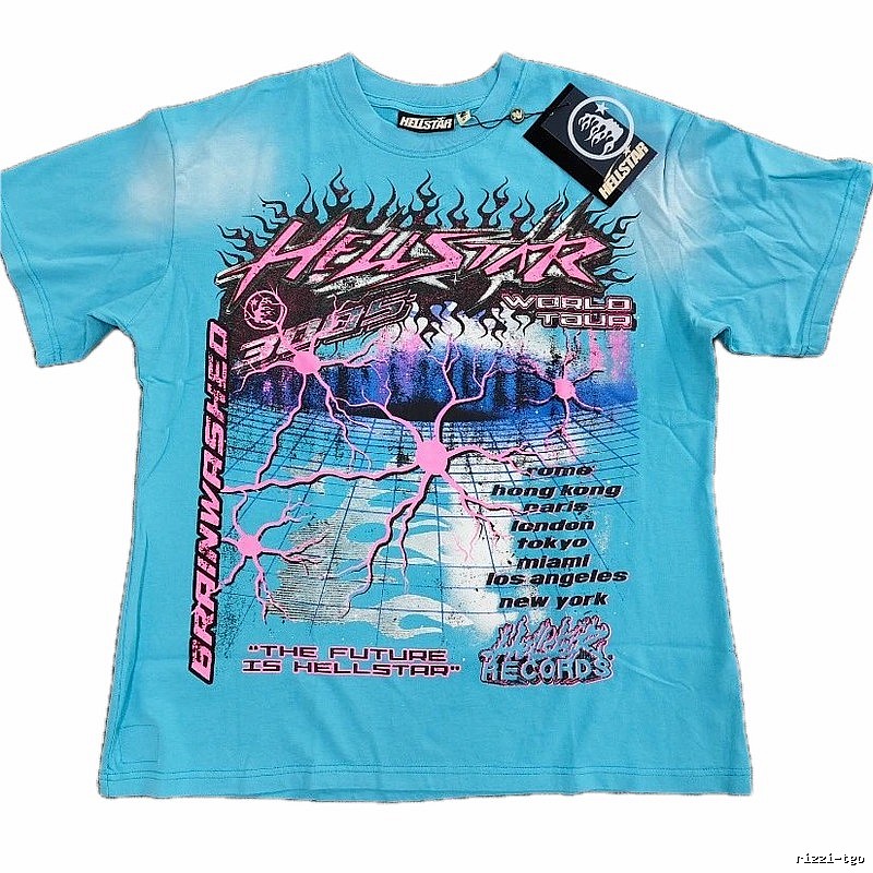 Hellstar Tour Punk Style Sky Blue Short-Sleeve T-Shirt