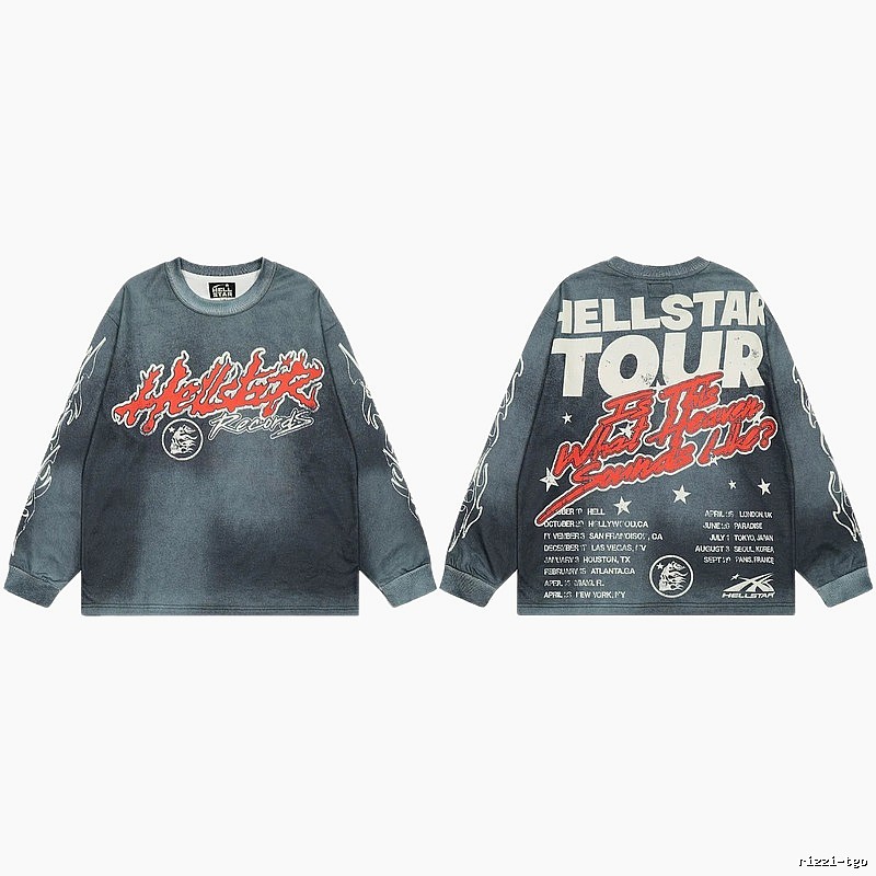 Hellstar Tour Vintage Street Washed Grey Long Sleeve Shirt