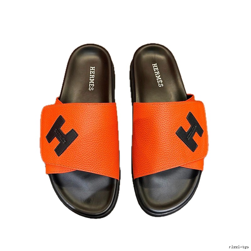 Hermès H Collection Light Luxury Style Orange & Black Slides