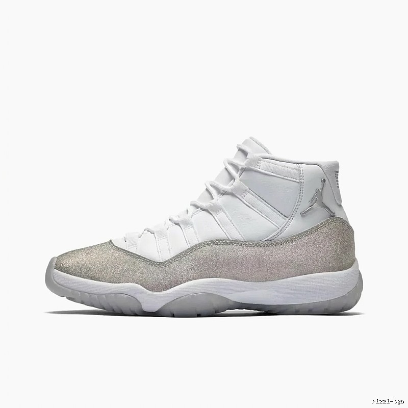 High-top silver-white Air Jordan 11 sneakers