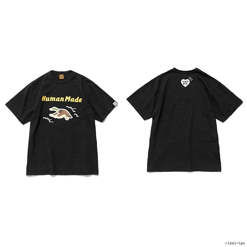 Human Made Gift Ready Heart logo T-shirt Black Green Human with Fresh Pattern