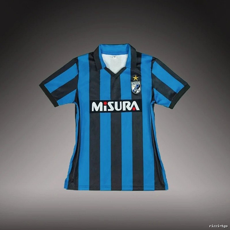 Inter Milan Casual Brehme #3 soccer jersey Blue Black Striped for Streetwear Looks