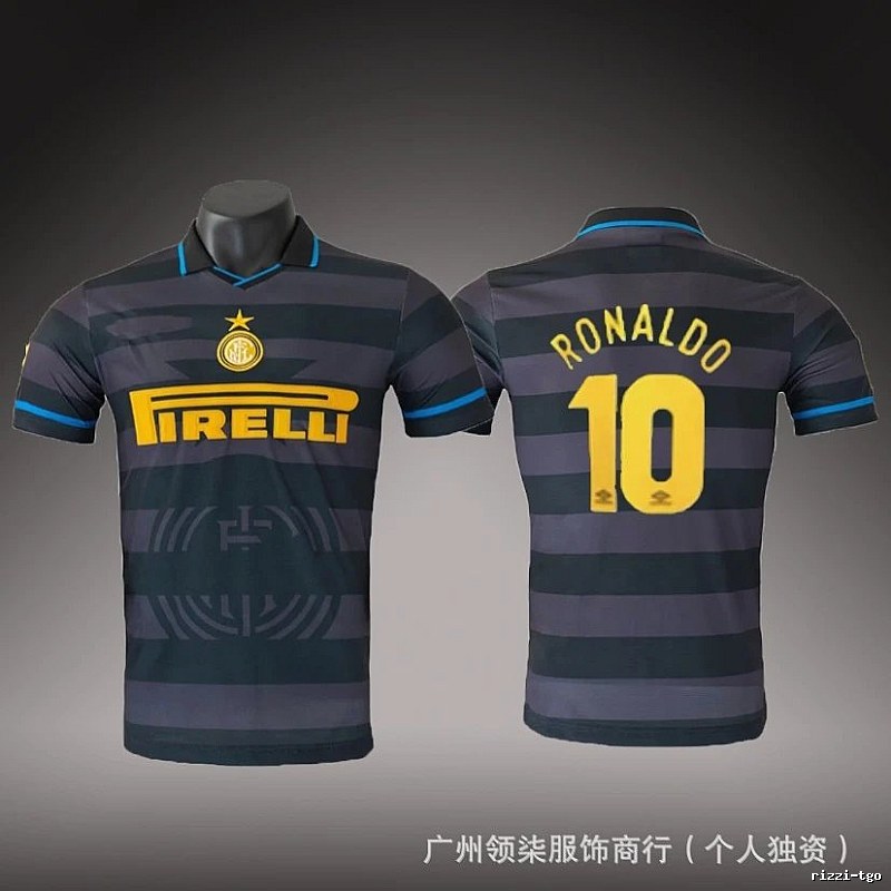 Inter Milan Sport Brehme #3 soccer jersey Blue Black Striped for Collection Drops