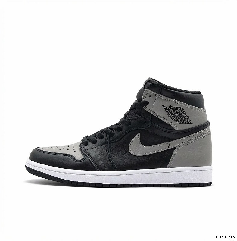 Jordan AJ1 High-Top Black and Grey Athletic Shoes