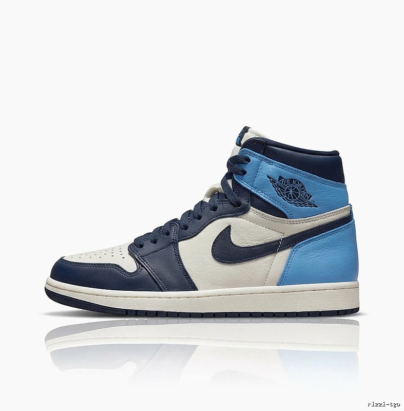 Jordan AJ1 High-Top Blue and White Sports Shoes