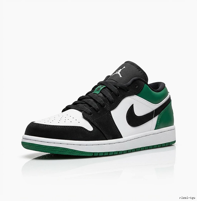 Jordan AJ1 Low Black-White-Green Trendy Sneakers