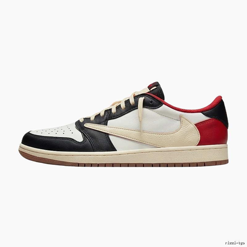 Jordan AJ1 Trendy Black-White-Red Athletic Shoes