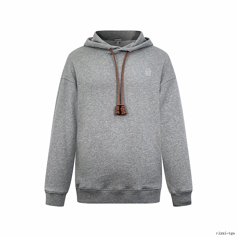 LOEWE Gray Hoodie with Drawcord Detail Hoodie for Travel Look