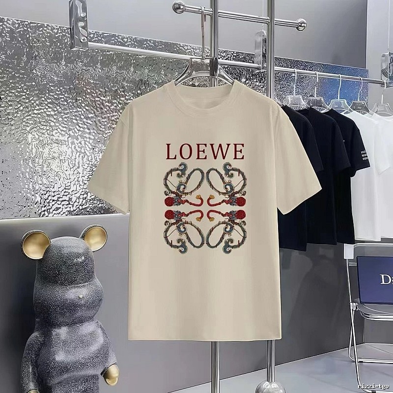 LOEWE Vintage Style Dragon Print Beige Short-sleeve T-shirt