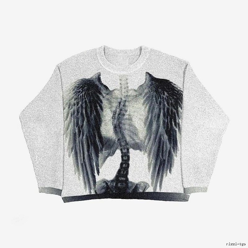 Logo Detail Anime graphic sweater Black Knit Top with Functional Detail