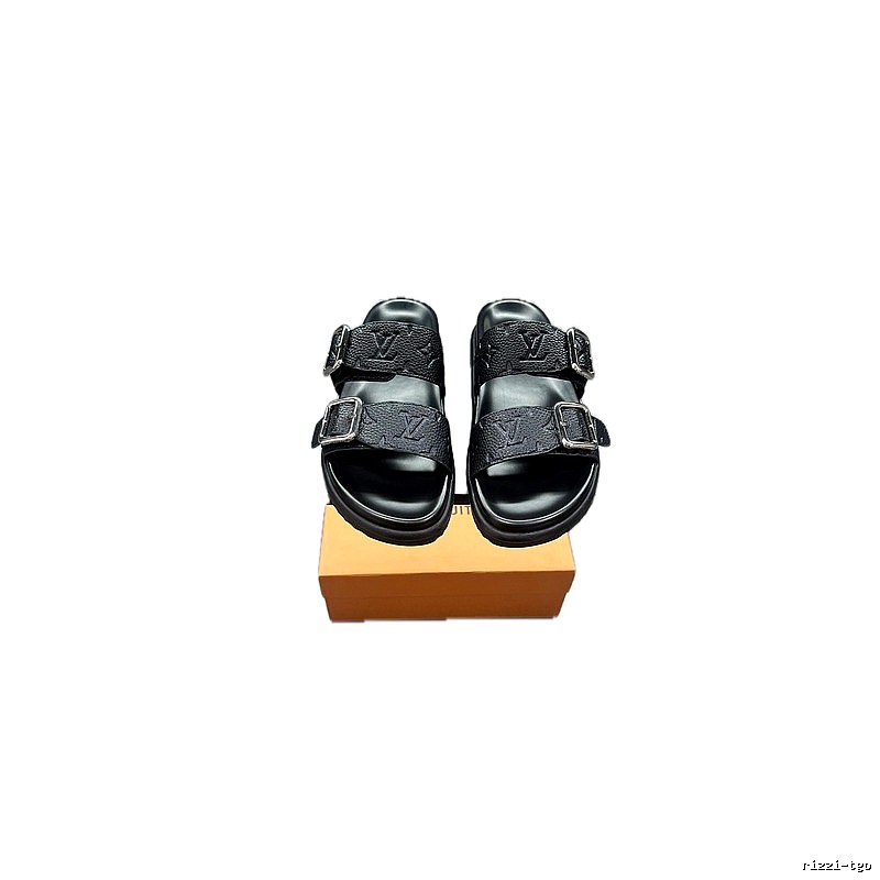 Louis Vuitton Classic Embossed Casual Style Black Slides
