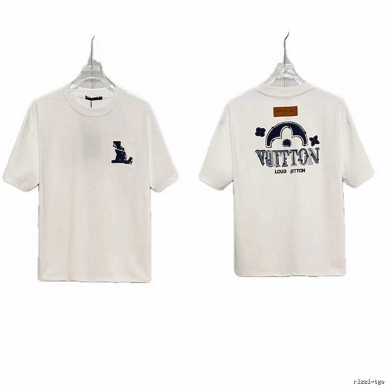 Louis Vuitton Embroidered Vintage-style White Short-sleeve T-shirt
