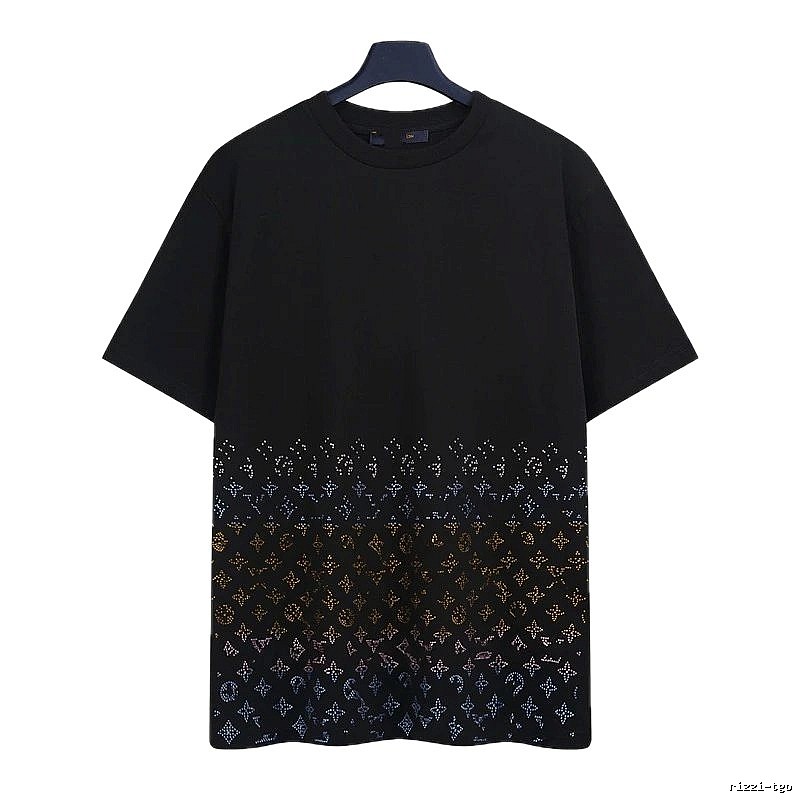 Louis Vuitton Gradient Monogram Street-style Black T-Shirt