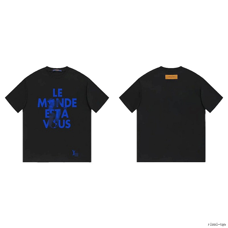 Louis Vuitton Letter Print Trendy Cool Black T-Shirt