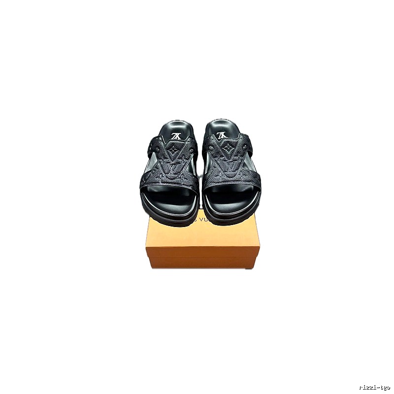 Louis Vuitton LV Monogram Light Luxury Style Black Slippers